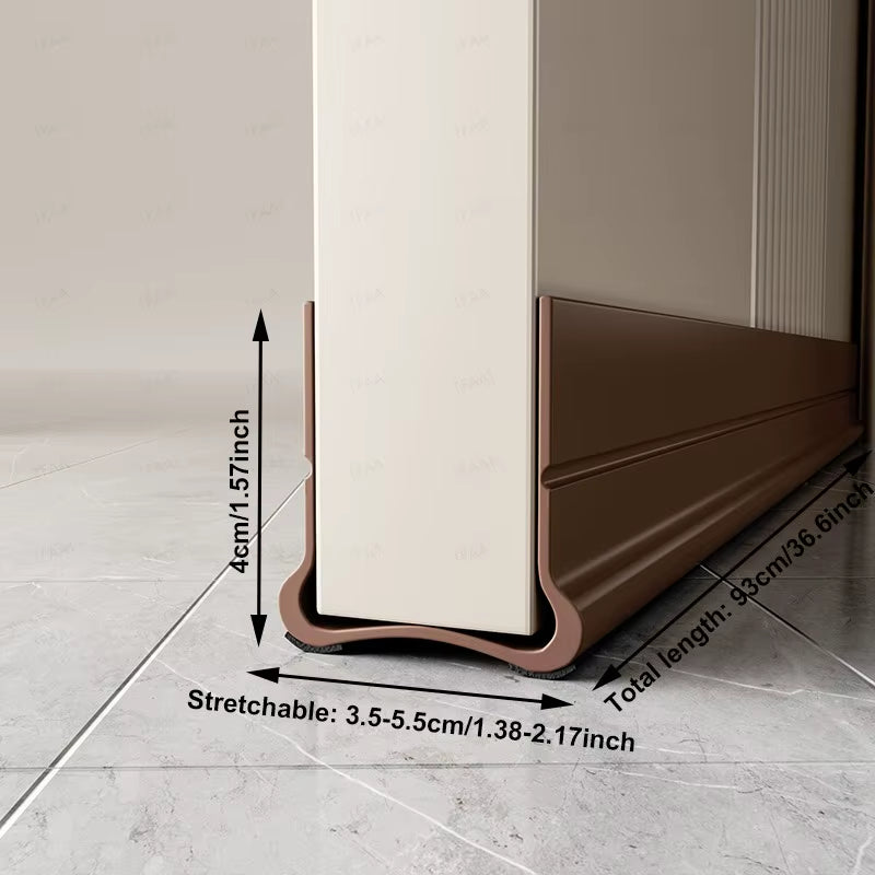93Cm Self-Adhesive Door Bottom Sealing Strip PVC Flexible Door Gap Wind and Dust Proof Weather Strip with Soundproofing Felt