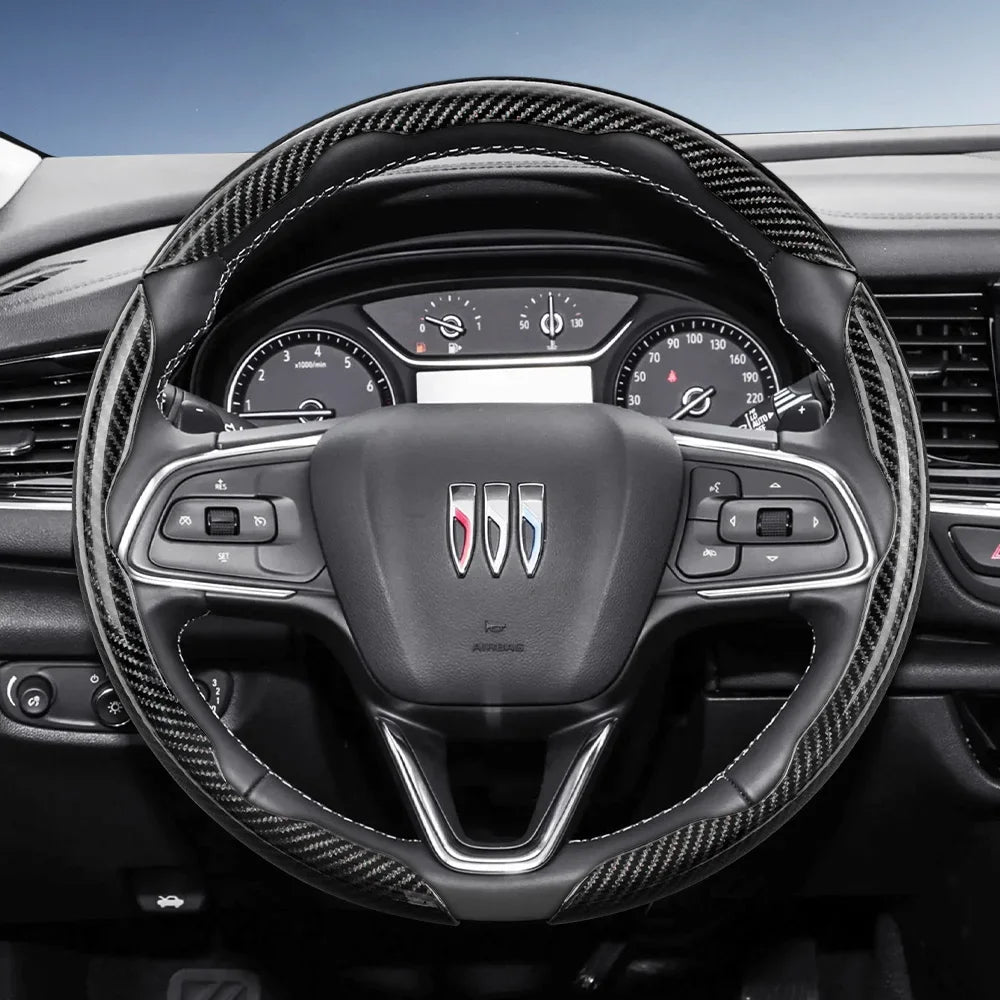 Suitable for Buick Carbon Fiber Texture Steering Wheel Cover with Segmented Quick-Release Design, Durable, for Encore Envista,