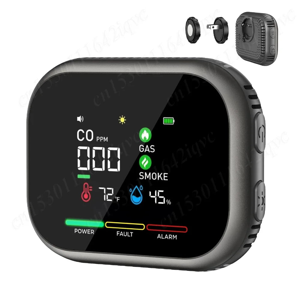 6-In-1 Portable Airs Detector with HD Display Temperature & Humidity Carbon Monoxide Detectors for Home RV Car Apartment Travel