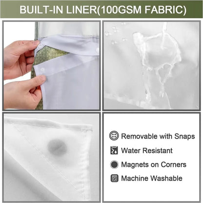1PC Hookless Waffle Check Shower Curtain Hotel Grade Double Layer Waterproof Bathroom Shower Curtain Easy to Install 10 Colors