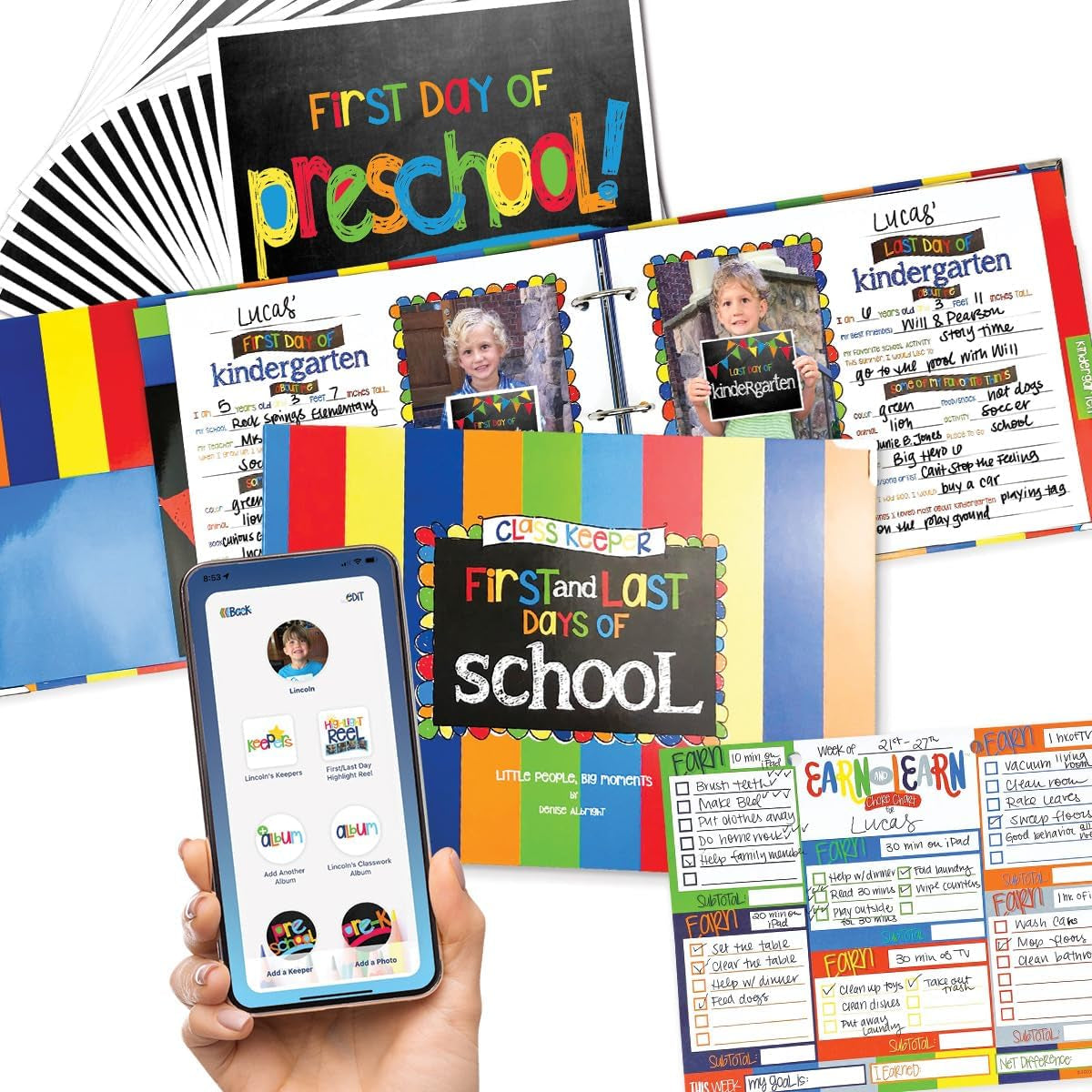 Class Keeper® School Memory Book + First & Last Day Photo Signs | Digital Memory App Included