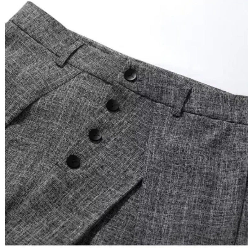 2026 New Spring Autumn Women'S Luxury Gray Button down Casual Suit Pants Retro Versatile Loose Slim Draped Wide Leg Trousers