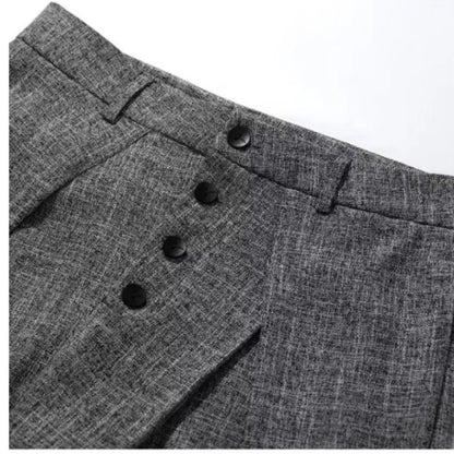 2026 New Spring Autumn Women'S Luxury Gray Button down Casual Suit Pants Retro Versatile Loose Slim Draped Wide Leg Trousers