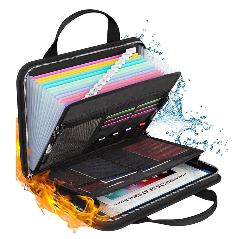 Accordion File Organizer, Waterproof Fireproof 14.6X10.2In File Organizer with 12 Folder for Academic, Business-L22A