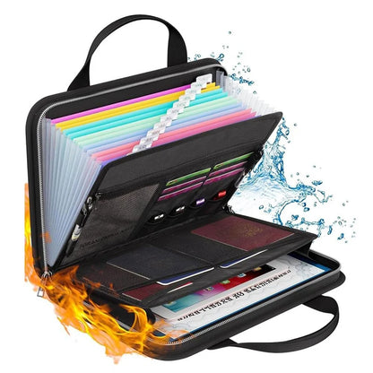 Accordion File Organizer, Waterproof Fireproof 14.6X10.2In File Organizer with 12 Folder for Academic, Business-L22A