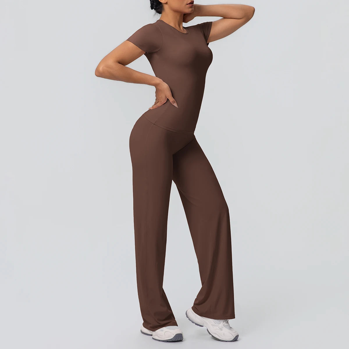 Fitness Sports Workout Yoga Set for Women Naked Feel Slim Casual Workout Top T-Shirt Quick Drying Push up Running Pants Yoga Set