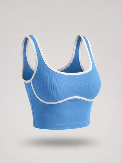 Women Color Block Line Yoga Bra without Chest Pad Shaping Back Design Quick Dry Sports Top Gym Running Training Outdoor