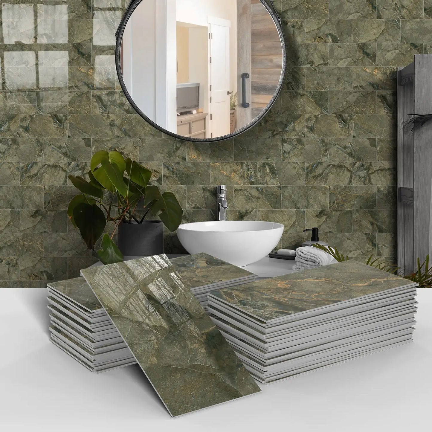16/32/64PCS Marble Thicker Self-Adhesive Tile Stickers Waterproof Kitchen and Bathroom Minimalist Art 3D Wall Sticker Wallpaper