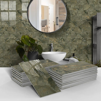 16/32/64PCS Marble Thicker Self-Adhesive Tile Stickers Waterproof Kitchen and Bathroom Minimalist Art 3D Wall Sticker Wallpaper