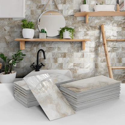 16/32/64PCS Marble Thicker Self-Adhesive Tile Stickers Waterproof Kitchen and Bathroom Minimalist Art 3D Wall Sticker Wallpaper