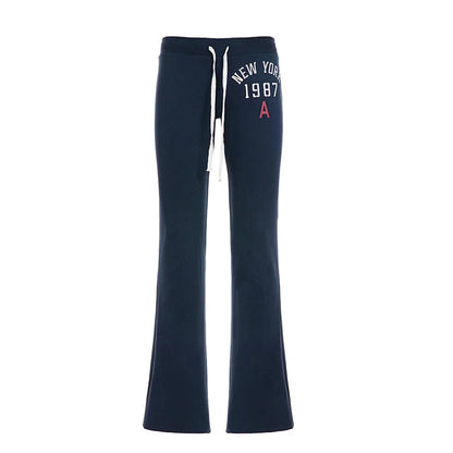 America Fashion Y2K Low Waist Slight Strech Letter Print All Match Streetwear Long Pants