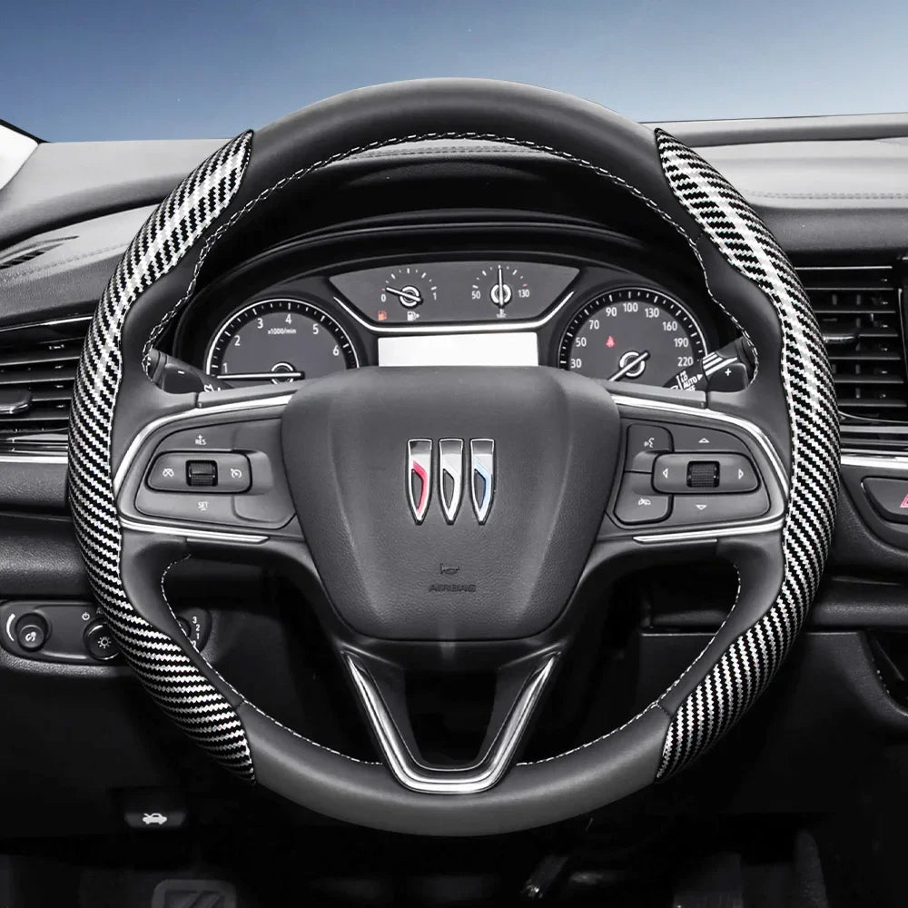 Suitable for Buick Carbon Fiber Texture Steering Wheel Cover with Segmented Quick-Release Design, Durable, for Encore Envista,