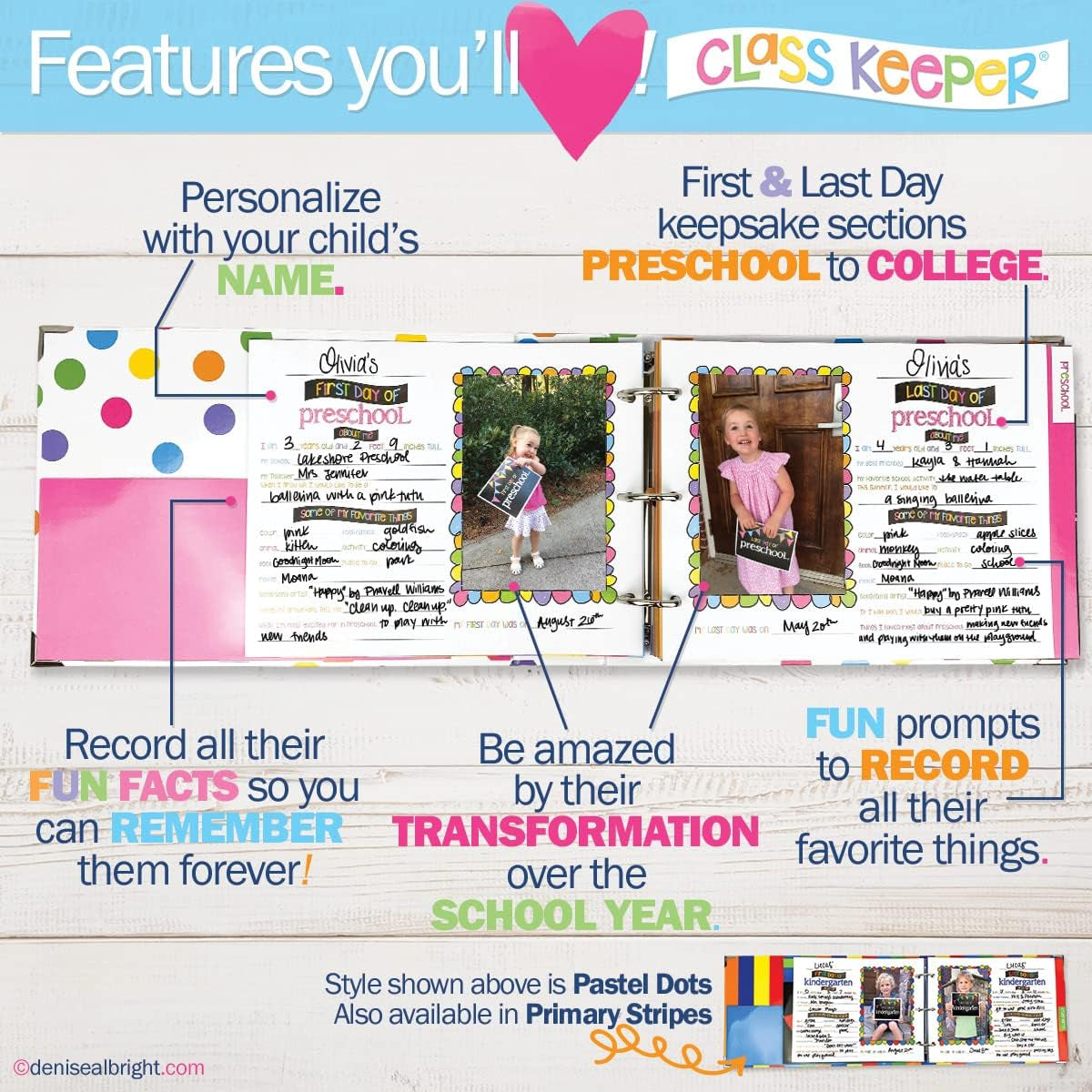 Class Keeper® School Memory Book + First & Last Day Photo Signs | Digital Memory App Included