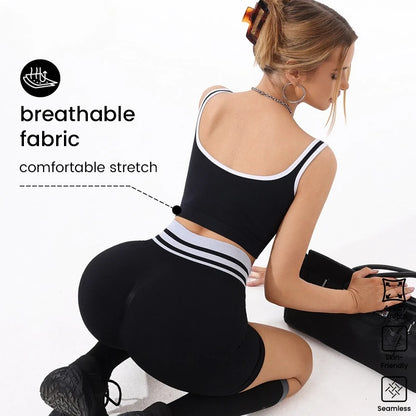 Women Color Block Line Yoga Bra without Chest Pad Shaping Back Design Quick Dry Sports Top Gym Running Training Outdoor