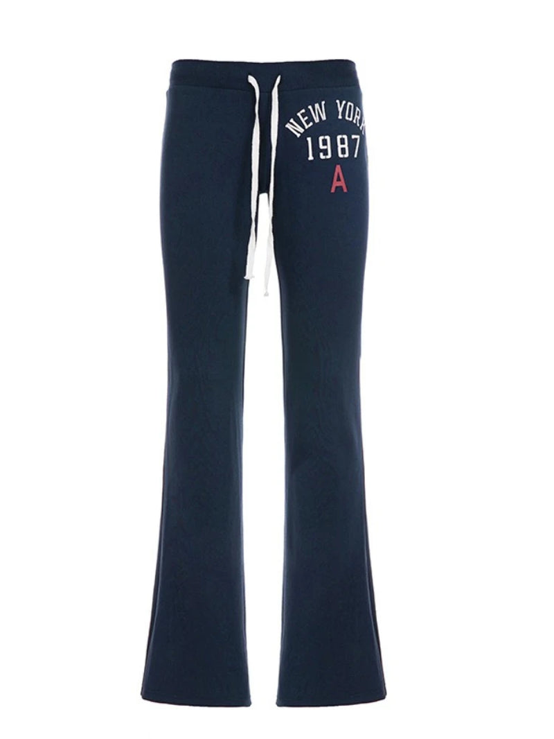 America Fashion Y2K Low Waist Slight Strech Letter Print All Match Streetwear Long Pants