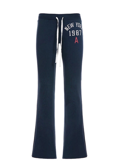 America Fashion Y2K Low Waist Slight Strech Letter Print All Match Streetwear Long Pants