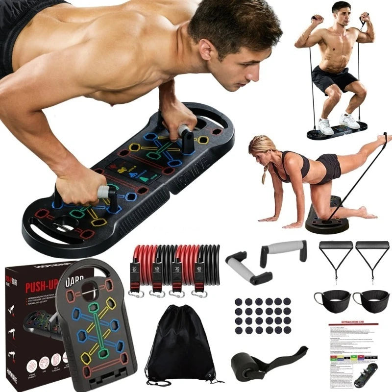 Foldable 20 in 1 Push up Board Portable Home Gym Equipment with Handles for Strength Training Men and Women