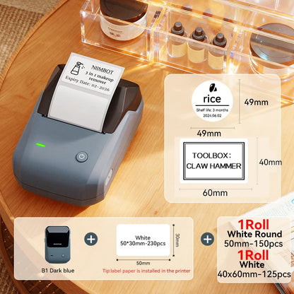 B1 Portable Thermal Printer with Tapes 2 Inch Adhesive Label Printer Mini Bluetooth Sticker Maker Support Smartphones PC