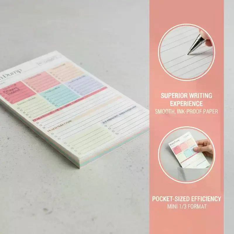 A5 Undated Minimalist Brain Dump Journal (50/150 Sheets), To-Do List & Task Manager Notebook for Project Planning
