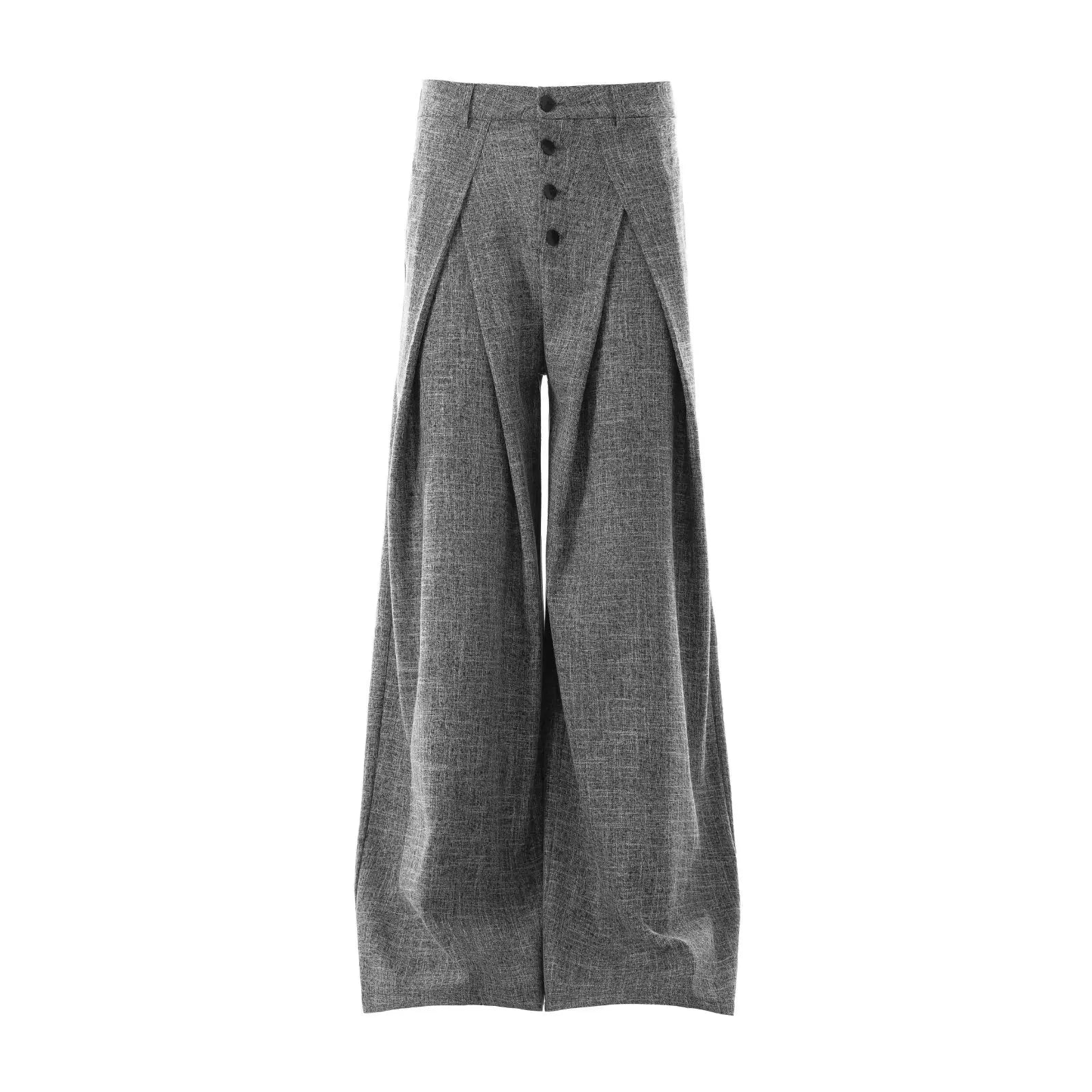 2026 New Spring Autumn Women'S Luxury Gray Button down Casual Suit Pants Retro Versatile Loose Slim Draped Wide Leg Trousers