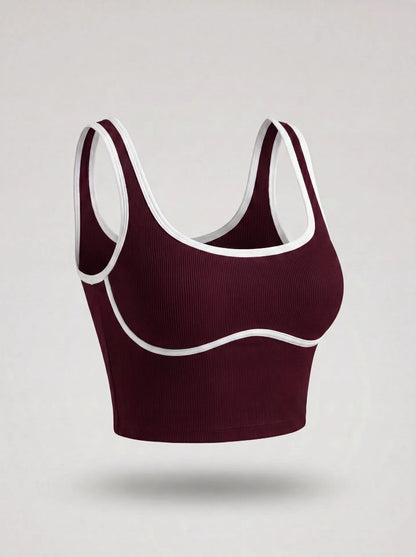 Women Color Block Line Yoga Bra without Chest Pad Shaping Back Design Quick Dry Sports Top Gym Running Training Outdoor