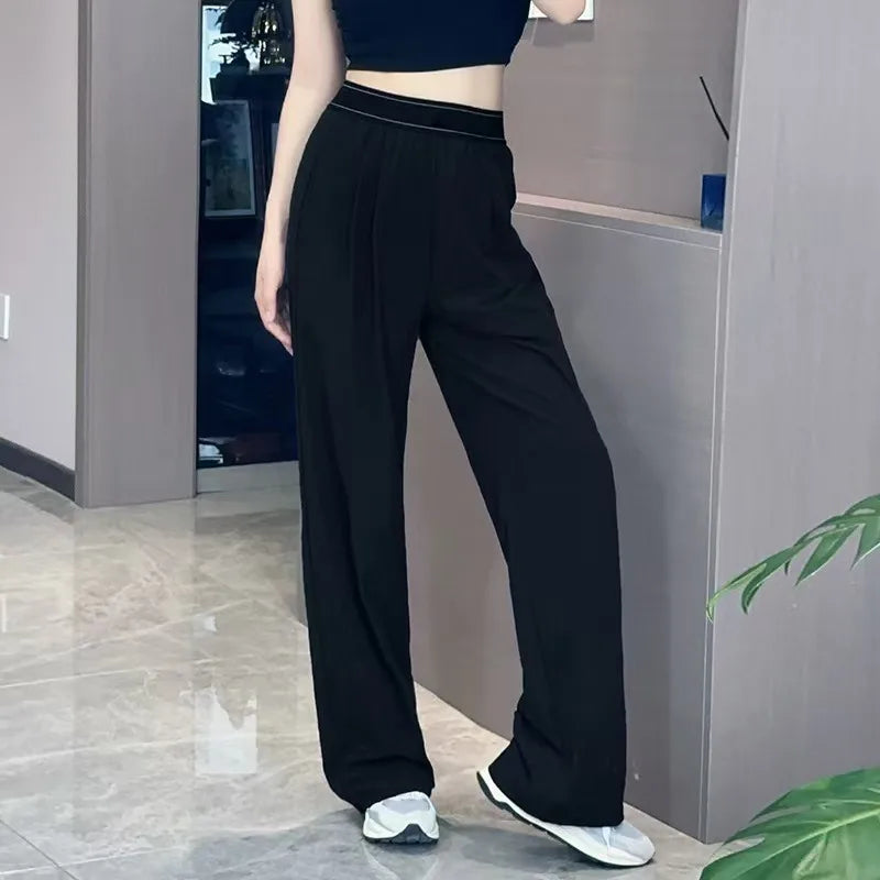 UNITIM Spring Women Straight Sports Pants Solid Loose Casual Yoga Pants for Female Lady Elastic Wiast Lady Quick-Dry Sweatpants