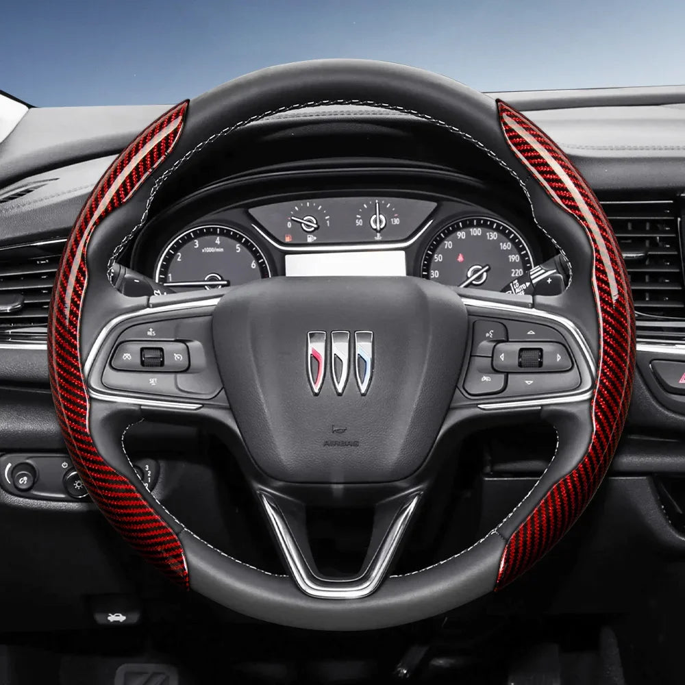 Suitable for Buick Carbon Fiber Texture Steering Wheel Cover with Segmented Quick-Release Design, Durable, for Encore Envista,